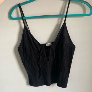 Brandy Melville Black Tie Front Crop Tank